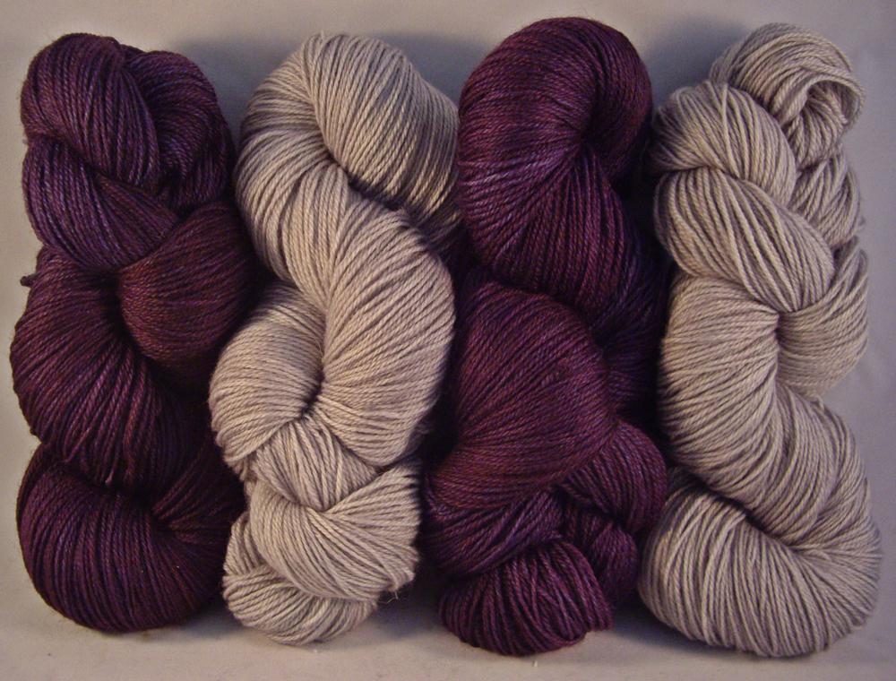 stringtheoryarn's tweet image. Color Combo Friday!  Bluestocking Elderberry and Sterling.