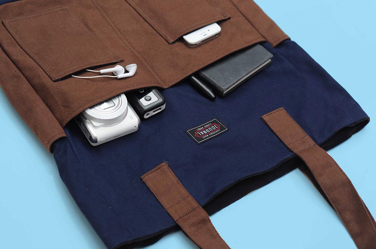 detail shoot for our dutypack totebag. 4 exterior pocket for your daily stuff. #journaljkt #localbrand #totebag