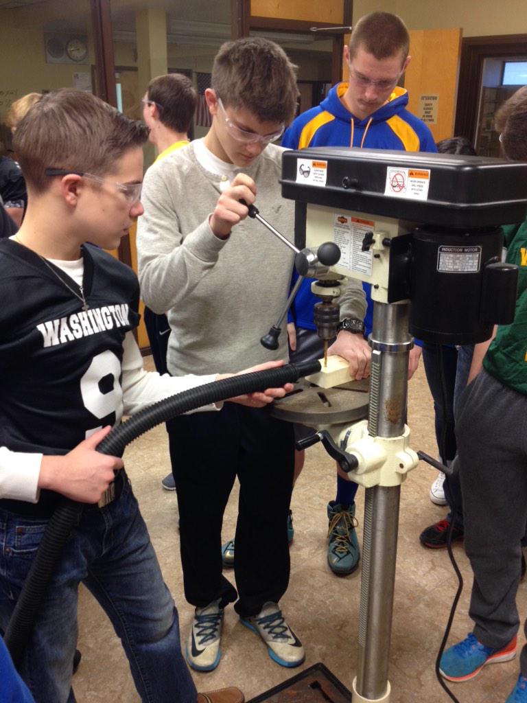 BorgiaSTEM's tweet image. Learning to use the drill press. #countersink #counterbore
