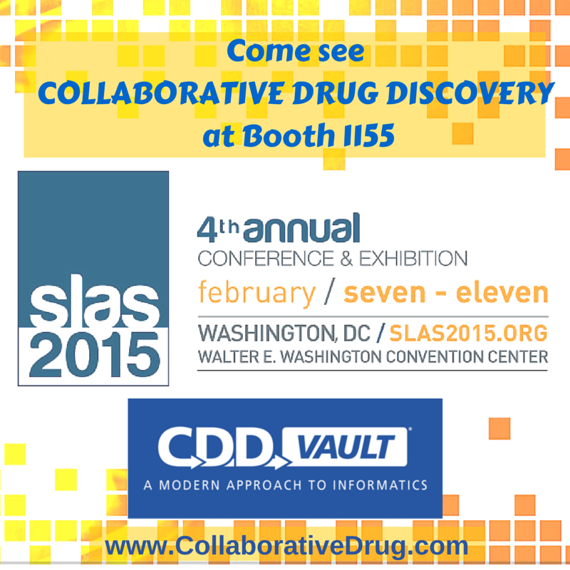 CDDVault's tweet image. Come visit us at #SLAS2015 Feb7-11 at Booth 1155. We look forward to seeing you! #DrugDiscovery #Informatics