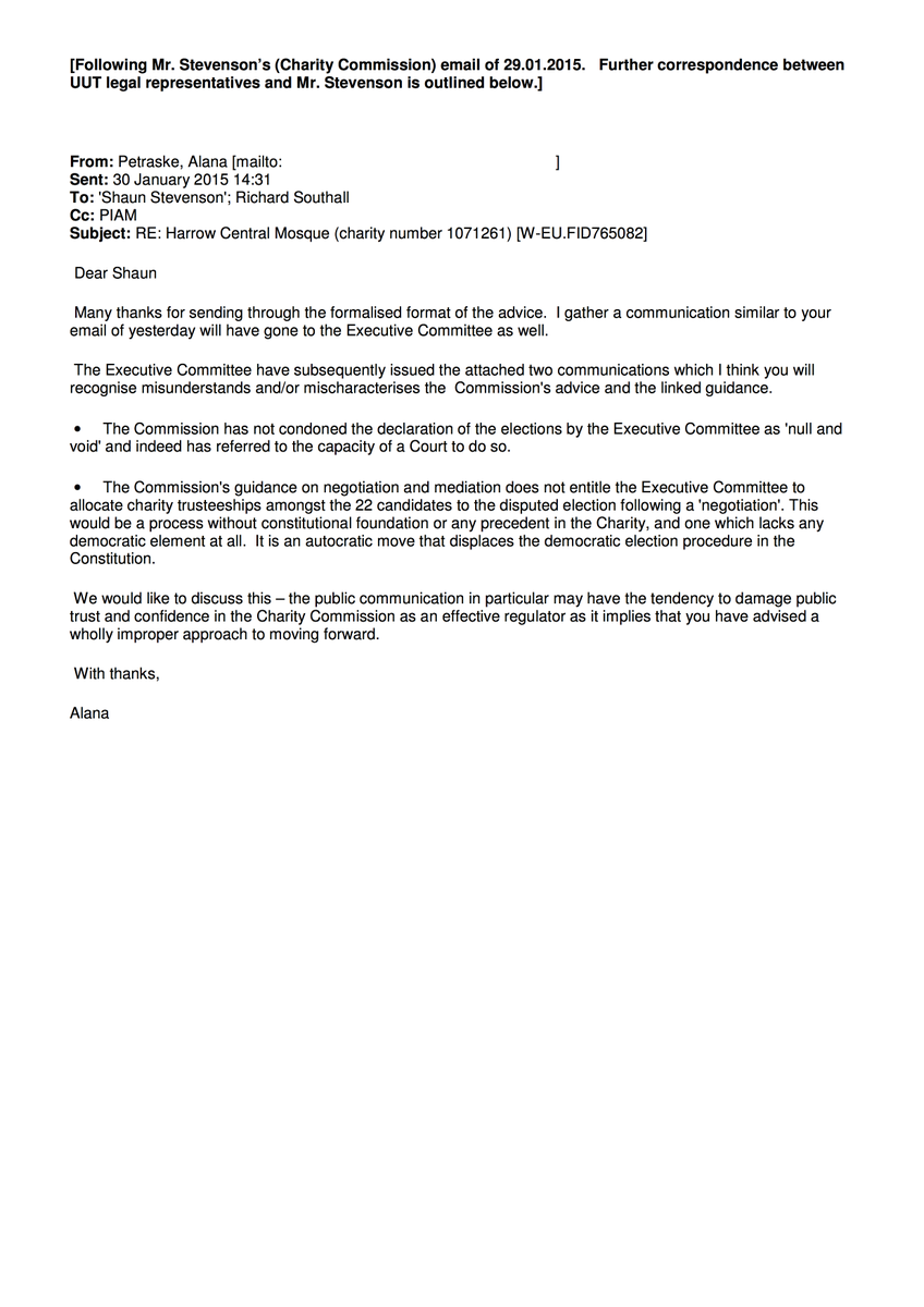 livingmasjid's tweet photo. Official Communique from the Charity Commission today after seeing notification from HCM!!!

They were not pleased http://t.co/kExCBWBNLy