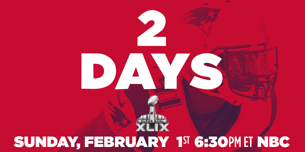 NFL's tweet photo. 2 DAYS!! #SB49 http://t.co/xIHSxBLEfl