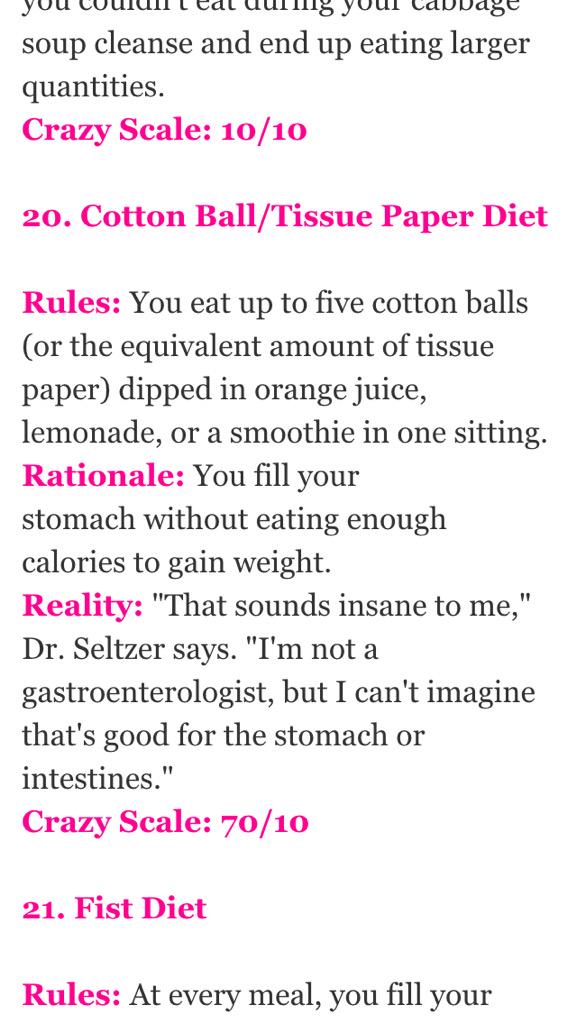 Cotton Ball Diet Stomach