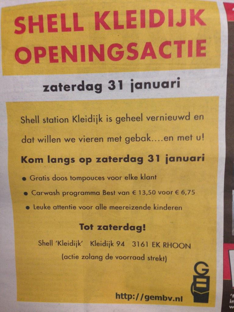 Shell Rhoon is weer open.... Morgen gratis tompouces.