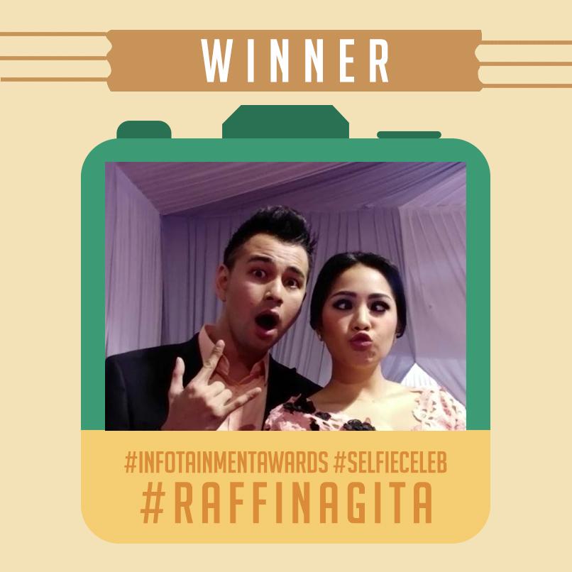 Pemenang #SelfieCeleb malam ini di #InfotainmentAwards adalah #RaffiNagita dengan 2000 Suara.
