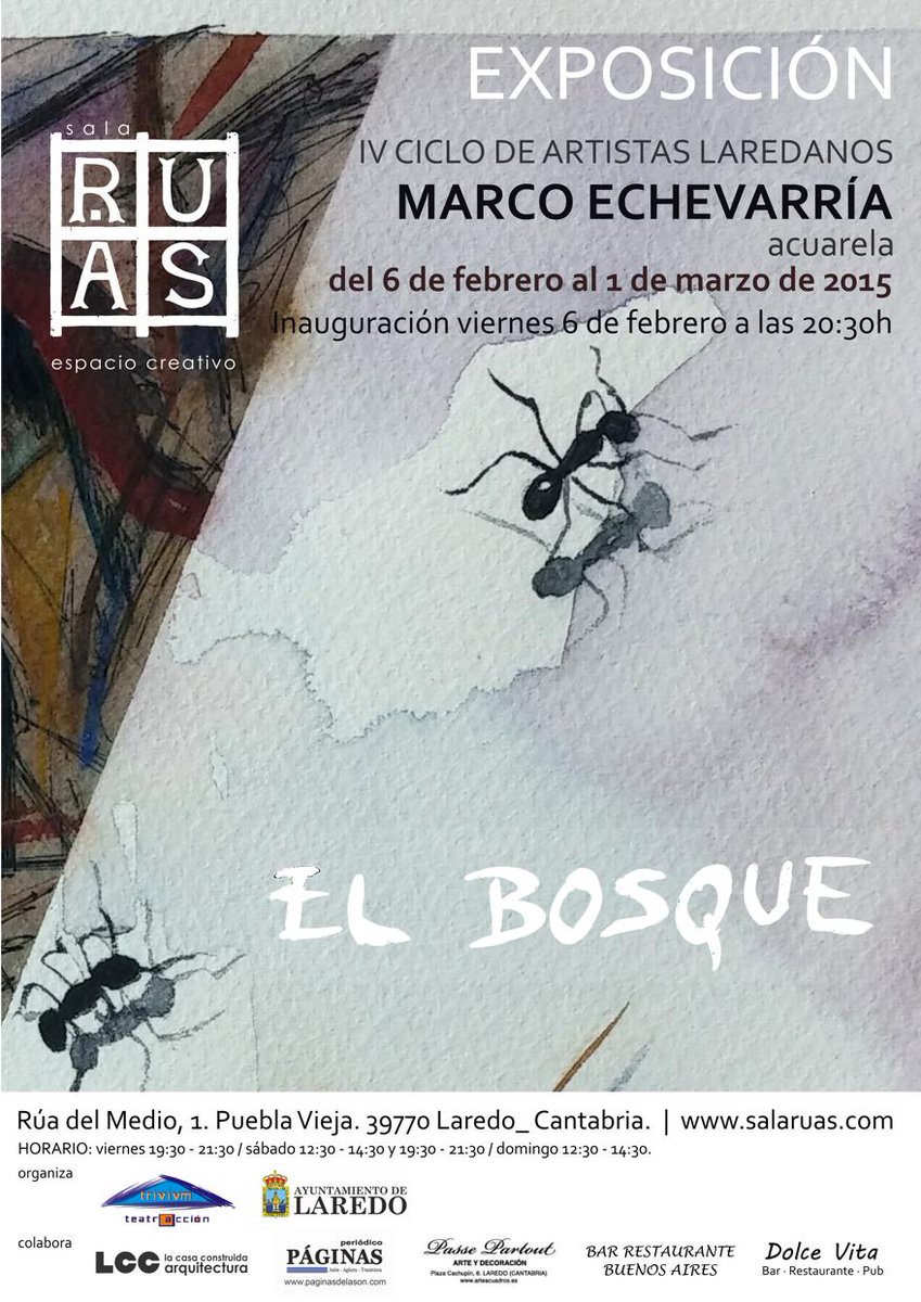 Nueva exposición inaguaración el 6 de febrero a las 20:30, Marco Echevarría. Más información salaruas.com