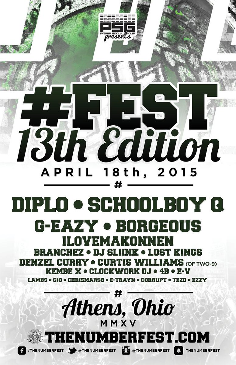 Announcing your #13Fest lineup ft. <a href="/diplo/">diplo</a>, @ScHoolBoyQ, <a href="/G_Eazy/">G-Eazy</a>, and MORE! Tickets: thenumberfest.com