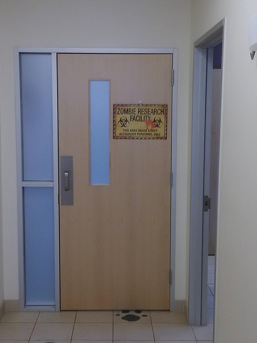 killthezomb's tweet photo. #zombie research facility at a vet's office... ruh roh! http://t.co/4myZZdiJaA
