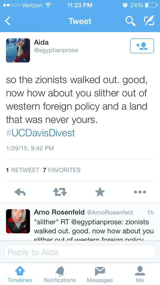 StandWithUs's tweet image. From the #UCDavisDivest event... but you're #NotAntiSemitic right?! @egyptianprose