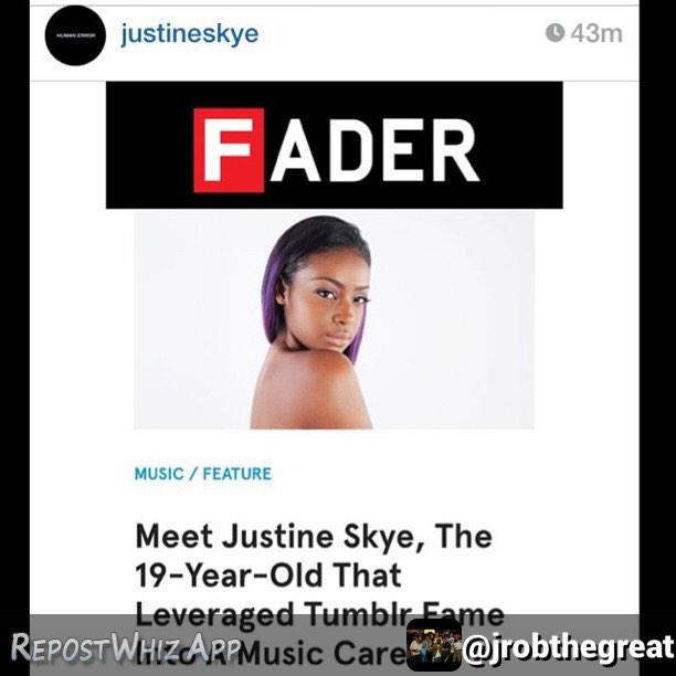 Check out Justine Skye in Fader Magazine!!! 🙌🙌🙌🙌 <a href="/justineskye/">Justine Skye</a> proud of ya #Mbk #Justineskye #Fader #Magazine #online