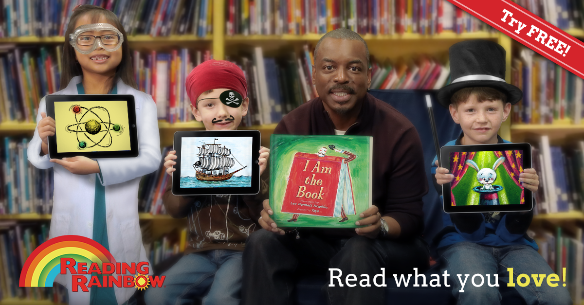 ReadingRainbow's tweet photo. Give kids a LIBRARY of books they'll love w the #RRApp! FIRST 5 BOOKS FREE! https://t.co/HyjfosaHdL http://t.co/Yd6jAIy3ff