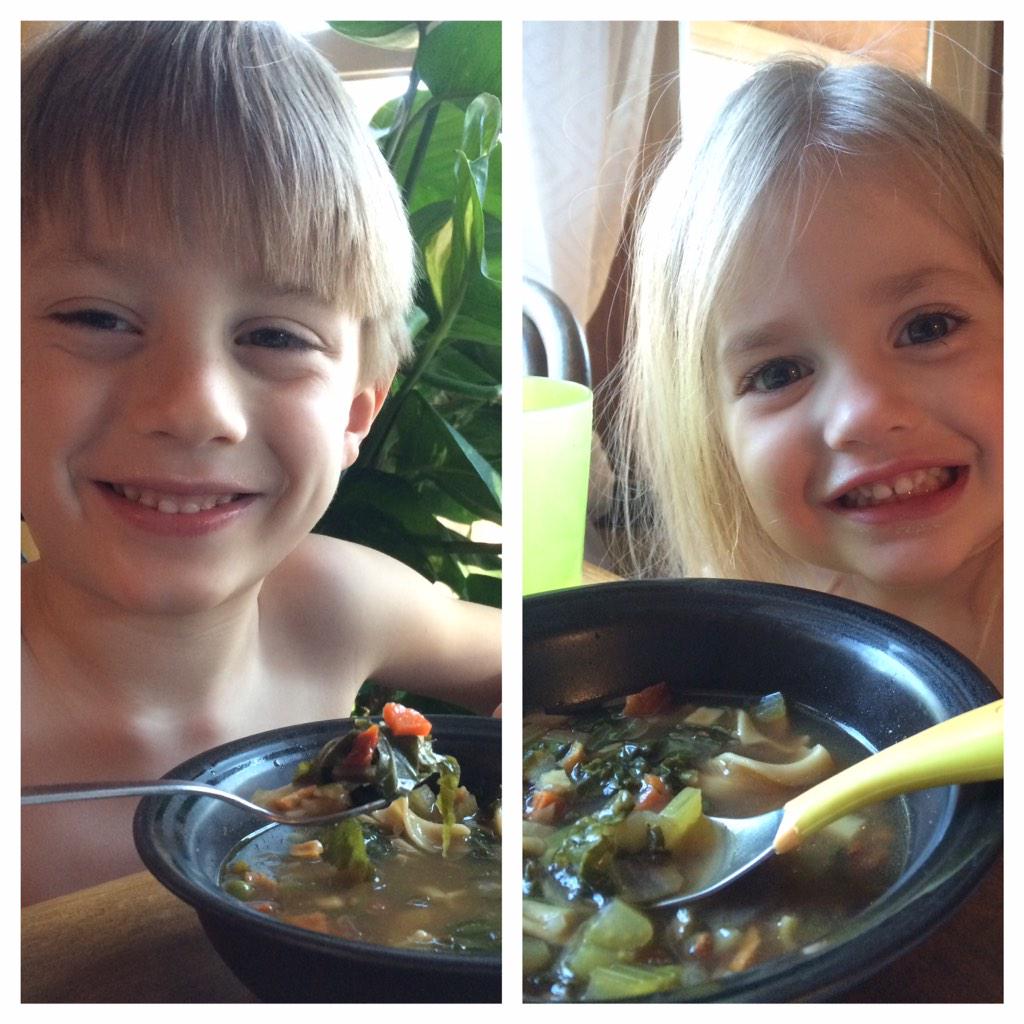 JulieHPackett's tweet image. This is my first time cooking with kale, &amp;amp; the kids are loving this very kale soup. #goodbyegerms #wewillnotbesick