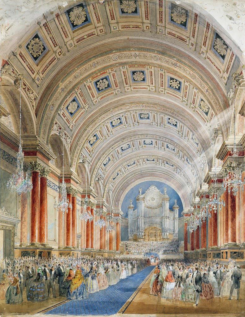 VicoLudovico's tweet photo. #VictorianBritish #DonneInArte #ArtLovers #Arte 

Cuthbert #Brodrick 
Interior Perspective, Leeds Town Hall (1854) http://t.co/iGDm0fgcn3