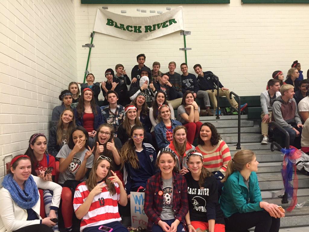 BRStusection's tweet photo. The awesome BR student section at the girls Varsity game tonight #Merica #BRSS http://t.co/BP1nOgfsJc