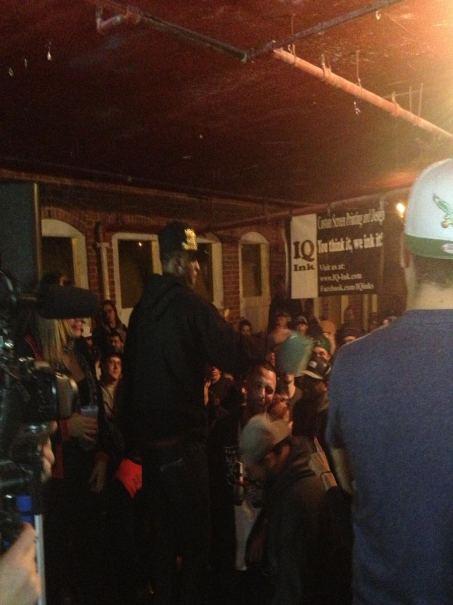 rapgrid's tweet photo. Daylyt pulls out the "Rap Bucket" donations for dope bars http://t.co/bf73kXBHD5