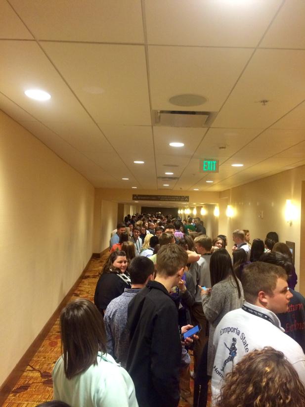 The line for the stroll off is ridiculous. The hype is real! #AFLVCentral <a href="/PanhellenicAtWU/">Washburn Panhellenic</a>