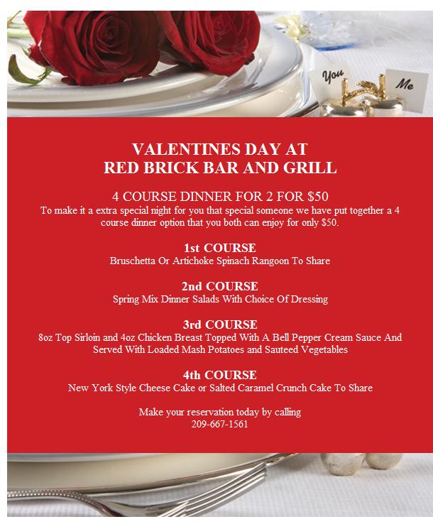 RedBrickTurlock's tweet image. VALENTINES DAY AT RED BRICK BAR AND GRILL bit.ly/1A98R6T