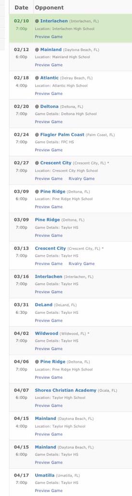 Here's a look at the 2015 schedule for #Taylor baseball!