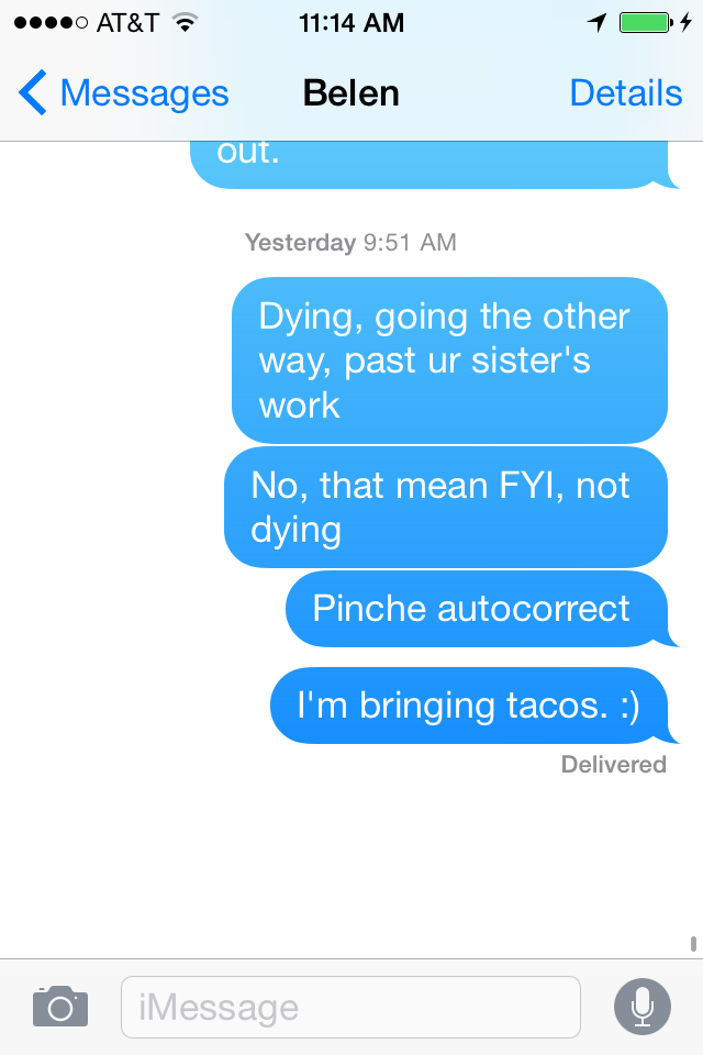 jesseluna's tweet image. Sent this text to my wife during a recent run.  I try to keep her posted on where I run. #autocorrectfailure #latism