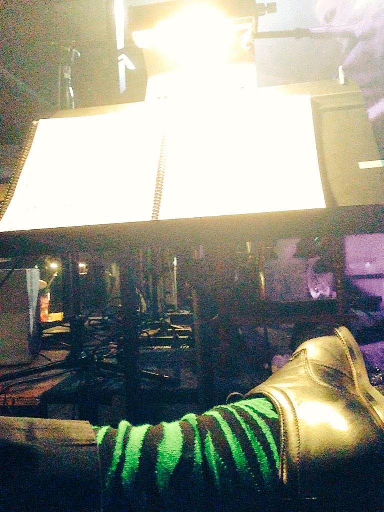 taylorsnotes's tweet photo. Upping my sock game in the pit orchestra for tonight's performance. Thanks, @birchbox! http://t.co/R00RdqnGzO