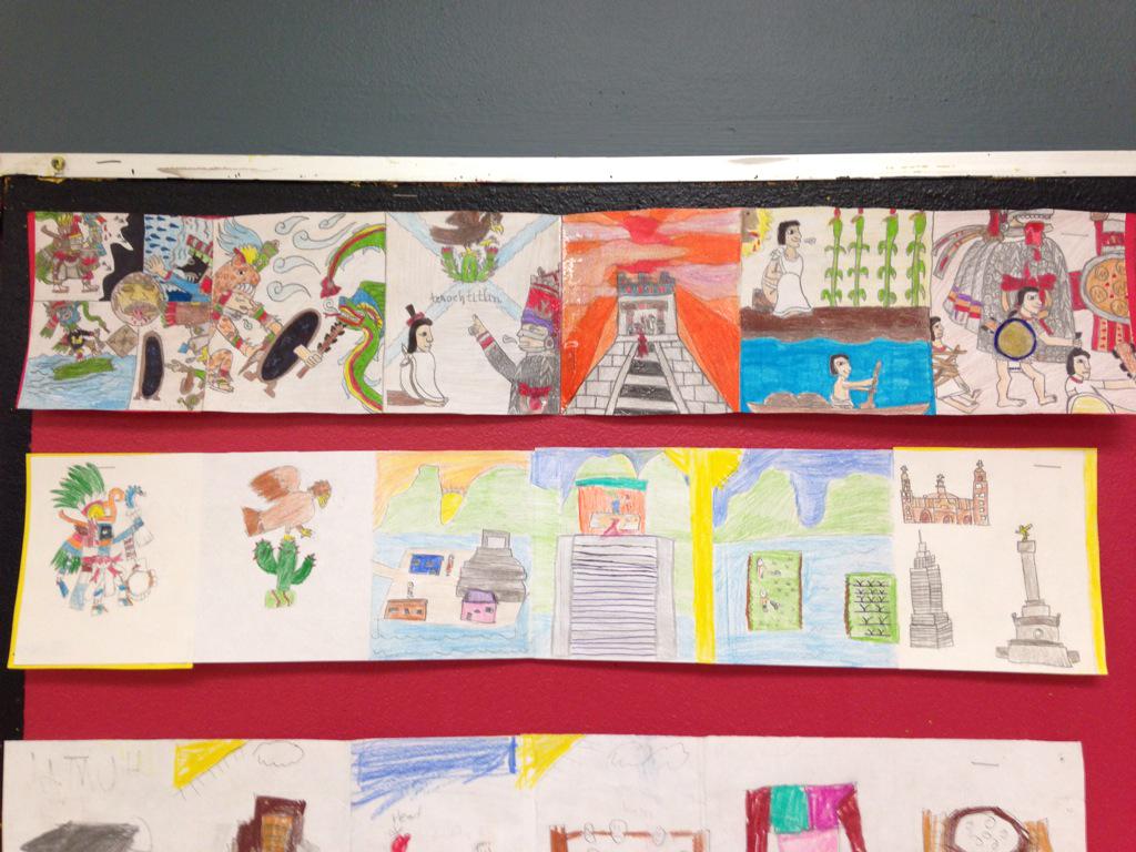 MrKennedySSLA's tweet photo. Amazing work by grade 8 #socialstudies students @TrappersPride13 #azteccodex #aztecs #ymmED http://t.co/FSszYUrFwH