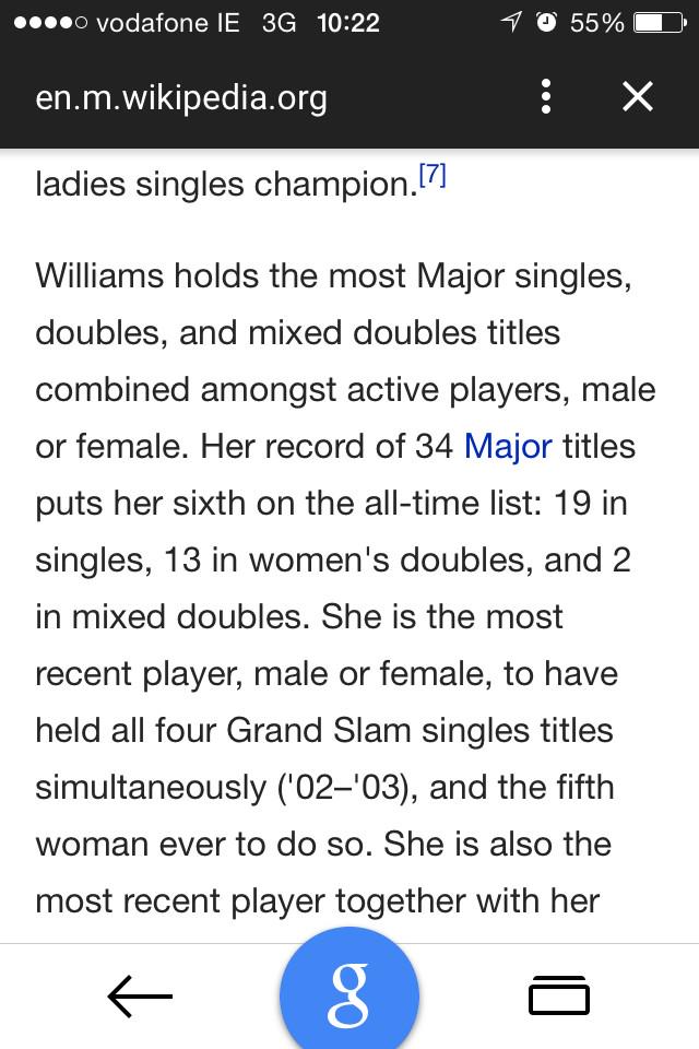 chipoftheblock's tweet photo. #wilkipedia calling tennis result before it's over.. Do they know something we don't #tennis #wta #SerenaWilliams http://t.co/b3TQFTiGvY
