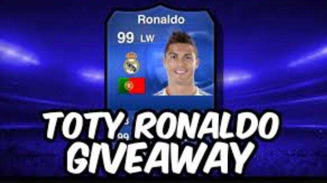 IOS_FIFA_GAMER's tweet photo. TOTY RONALDO GIVEAWAY‼️‼️😱
Enter👉
✔️Follow me &amp; @J0K3RFIFA ‼️
✔️Retweet‼️
✔️Winner announce soon‼️
G.L😱‼️‼️ http://t.co/uukceMSFpP