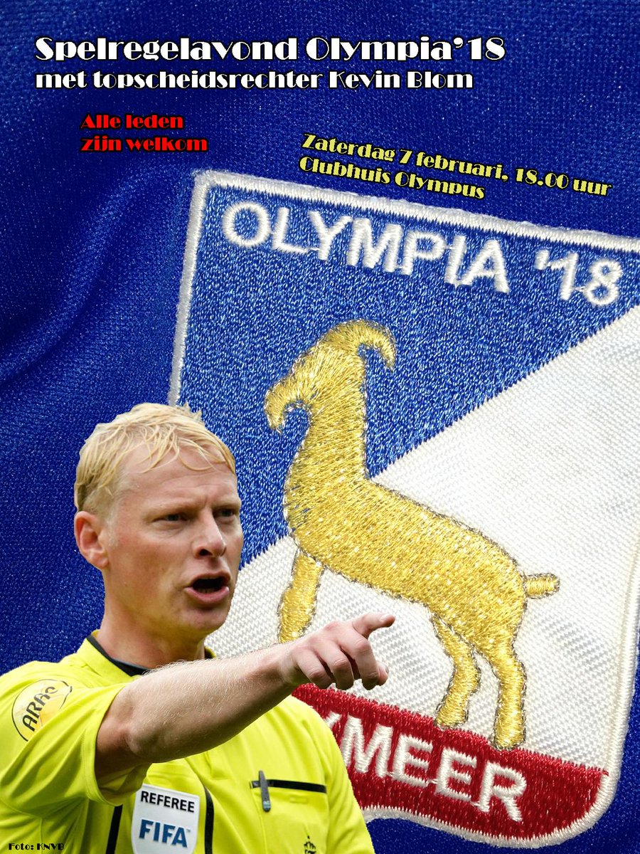 Scheidsrechter Kevin Blom komt 7 februari naar <a href="/bsvolympia18/">olympia18</a> olympia18.nl/actueel/nieuws… <a href="/KNVBZuid2/">KNVB Zuid 2</a> <a href="/sportenrespect/">Veilig Sportklimaat</a>