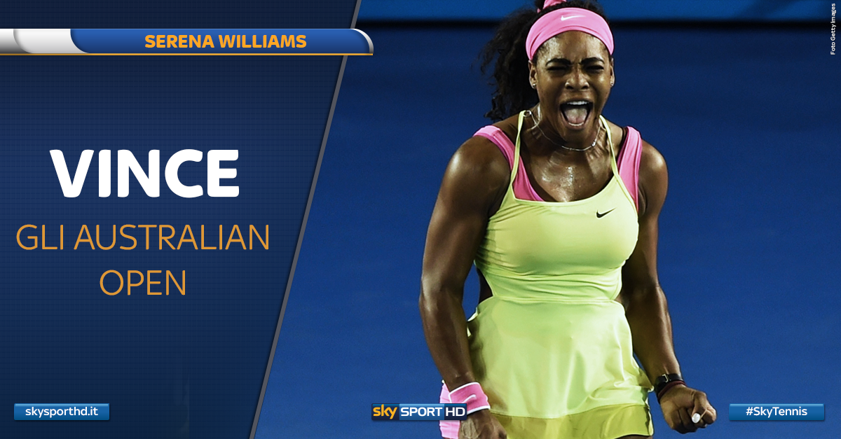 SkySport's tweet photo. .@serenawilliams batte in 2 set #Sharapova 6-3, 7-6 e si aggiudica la finale degli Australian Open. #SkyTennis http://t.co/mtFCjmRsJn