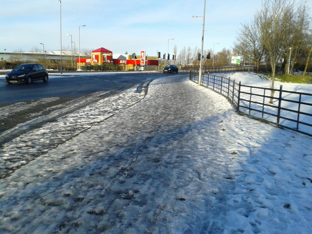 icy pavement, clear road