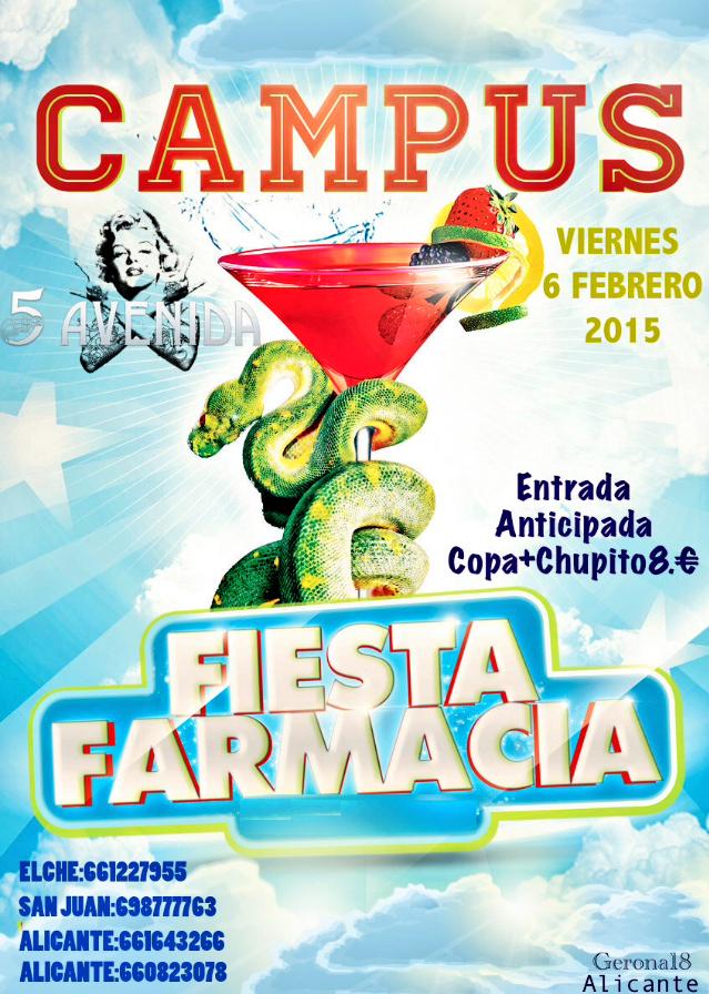 JaviMasia6's tweet photo. FARMAFIESTA FIN DE EXÁMENES!! En QUINTA AVENIDA! 🎈🎈
>> Entrada 8€ con Copa + Chupito << (viernes 6 - febrero) http://t.co/buHKm5zlTG