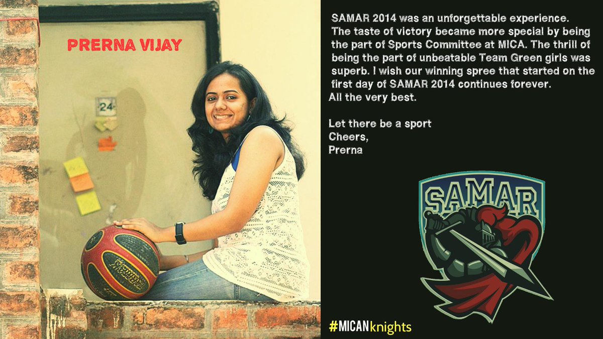 SCAM_MICA's tweet photo. #MICANknights ru ready to defend the #fortressmica ,Scammie from the batch of 2013-14 shares her #samarmemories http://t.co/Aj4E6IP1yC