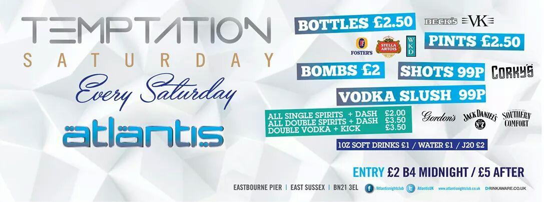 TemptationEB's tweet image. TEMPTATION SATURDAY SESSIONS | PAYDAY MADNESS | £2 ENTRY! @AtlantisUK with @DJColinRussell &amp;amp; DRINKS FROM 99P!