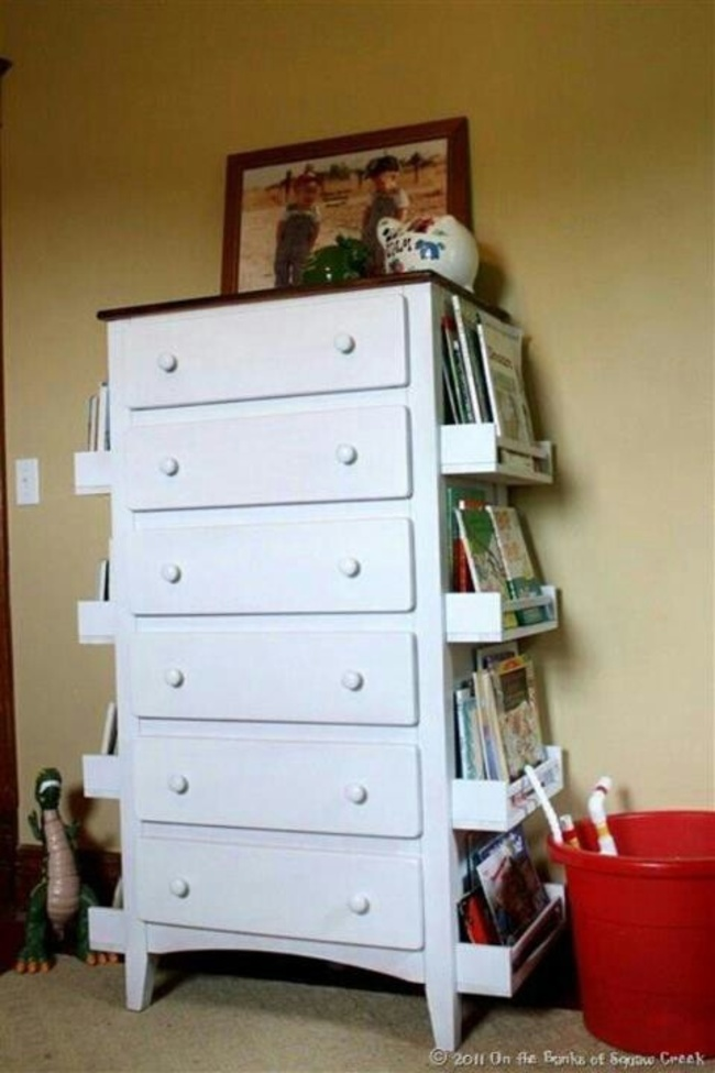 ImpeccableOrder's tweet photo. Love this idea. Put bookshelves on the sides of the dresser! http://t.co/P8glMmXwFK