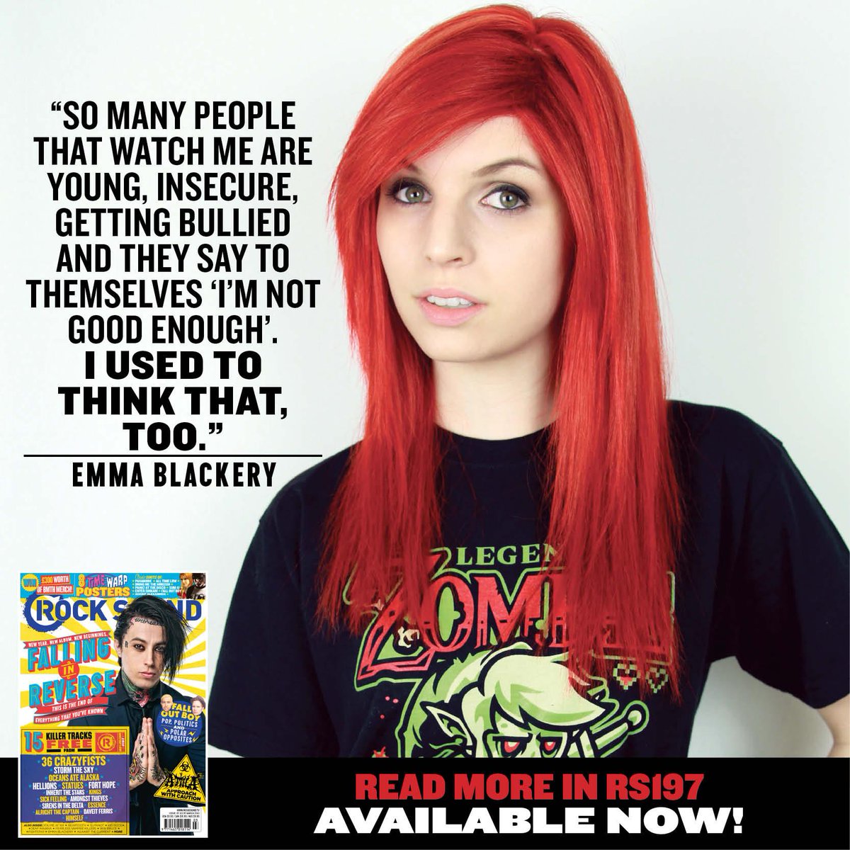 rocksound's tweet image. If you haven't discovered @emmablackery yet, you need to read our new mag. Order it now:  rcksnd.tv/1yXEO04