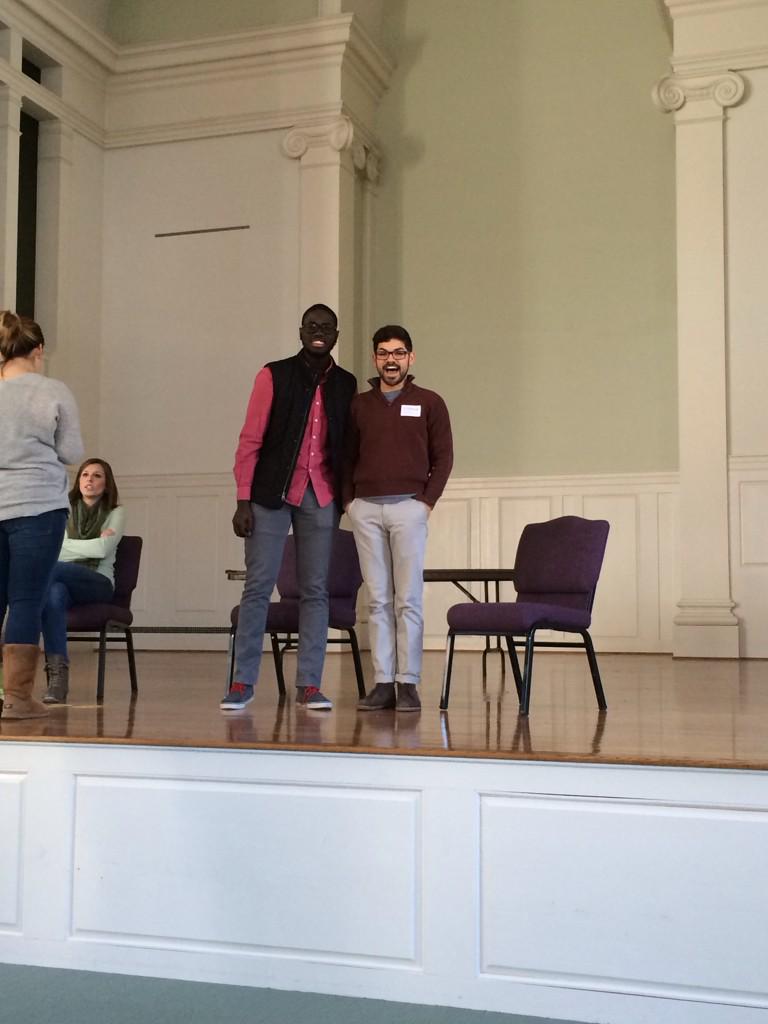 gracemccrocklin's tweet photo. @niqbailey and Joojo strike a pose while we wait for our next panel. #LivefromLibCapTraining @DickinsonAdmit http://t.co/Iq89GWybRz