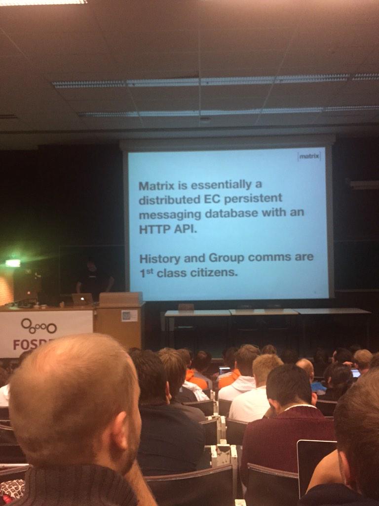 adamlinford's tweet image. I think I get it now. Great explanation of  @matrixdotorg by Matthew Hodgson @ara4n at #FOSDEM15