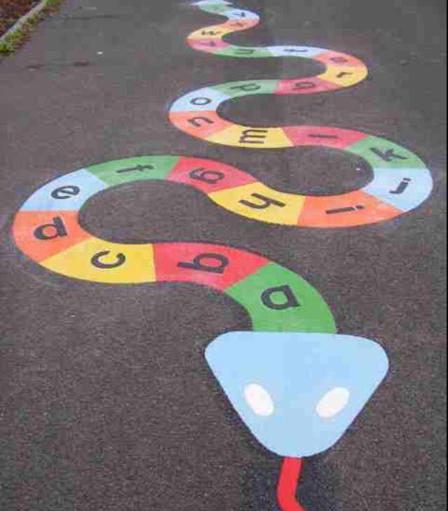 primary_k's tweet image. Why the headteacher thought an alphabet snake on the playground was a good idea I'll never know what a lad