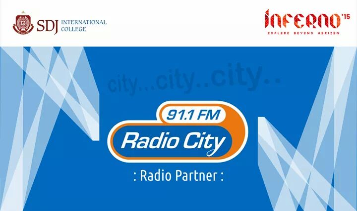 Inferno_sdj's tweet photo. City, City, City! Presenting our radio partner Radio City 91.1 FM.
#WhatTheFest
#Inferno15 http://t.co/ENcrmJXBsC