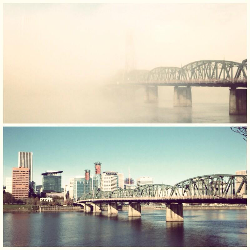 awanderingsole's tweet photo. Morning run before + after... #pdx #goodbyefog #hellosunshine http://t.co/9hOJrPxSz8