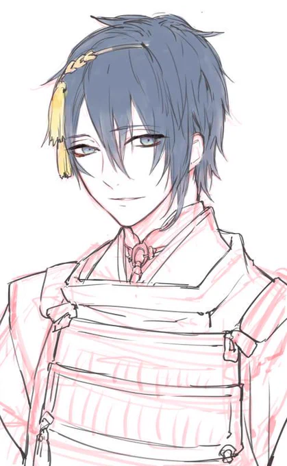 友達が「描いたら出るよ」というので刀剣乱舞の三日月宗近描きました。これでいける…! 