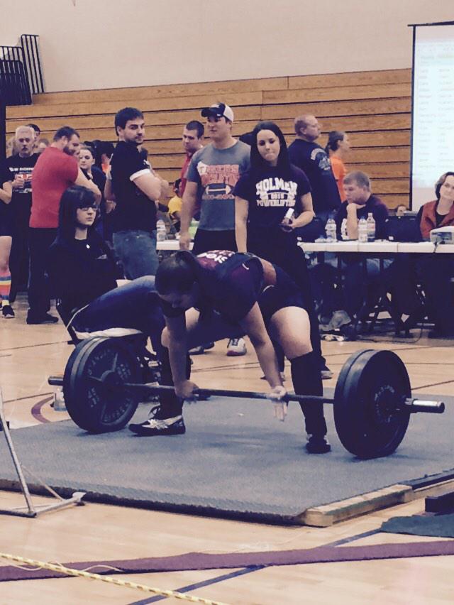 HolmenVNation's tweet photo. Haley Crossland deadlift #HHSpowerlifting #VNationPride http://t.co/foOFqFTjHC