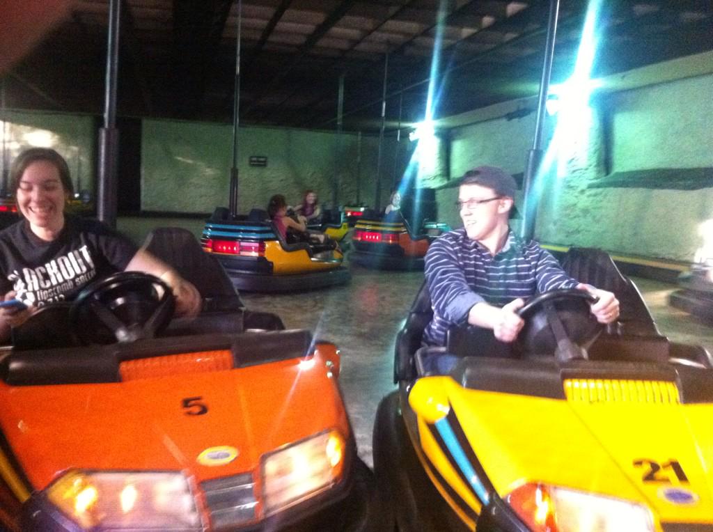 gabbycandance's tweet photo. Bumper cars because we're actually 5 http://t.co/K9dUuTEPf4