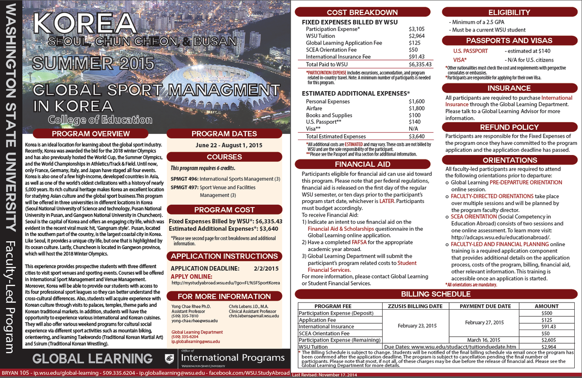 Monday is the very last day to sign up for #CougsInKorea! Contact <a href="/WSU_GoGlobal/">WSU Global Learning</a> <a href="/lebdawg/">Lebdawg</a>