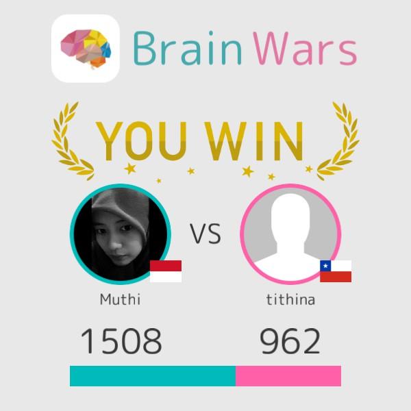 thiaArzi's tweet photo. I challenged tithina and won:) Challenge players from around the world! #BrainWars
http://t.co/tplQY55jS6 http://t.co/G5J0YS3PpU