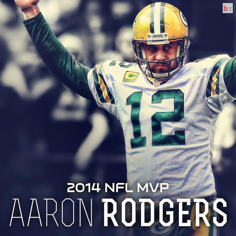 BleacherReport's tweet image. Aaron Rodgers is named the 2014 NFL MVP!