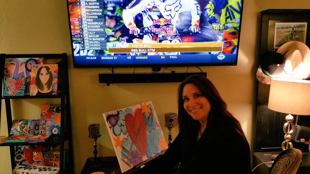kimstowe's tweet photo. I paint, I moto, therefore I am. #motolife #SXonFOX #popart #yamaha #408mx @JustinHill_118 http://t.co/BulEWzpQm2