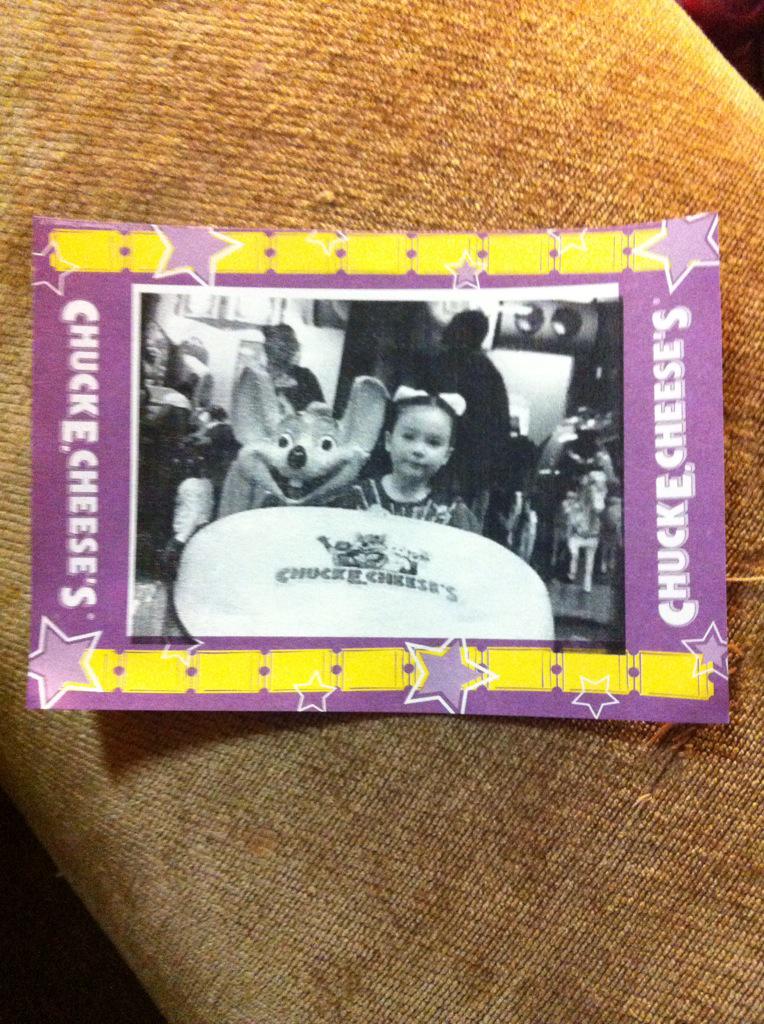 Finally got her picture in Chuck E Cheese's mobil today