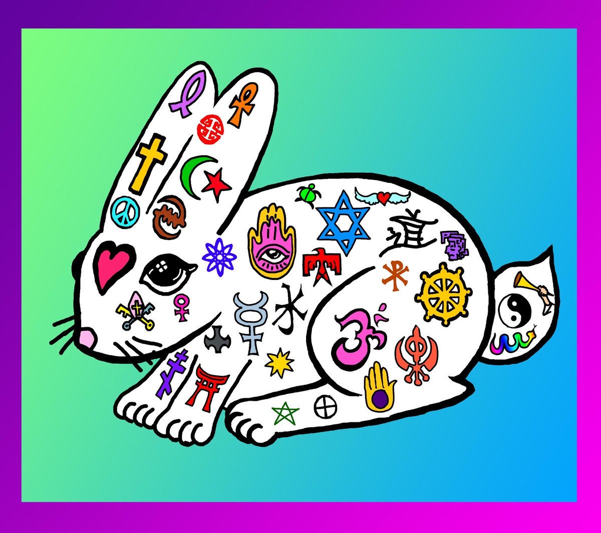 GeorgeBot1's tweet image. Ecumenical bunny. #oneworld #globalunity #tolerance #love #bunny