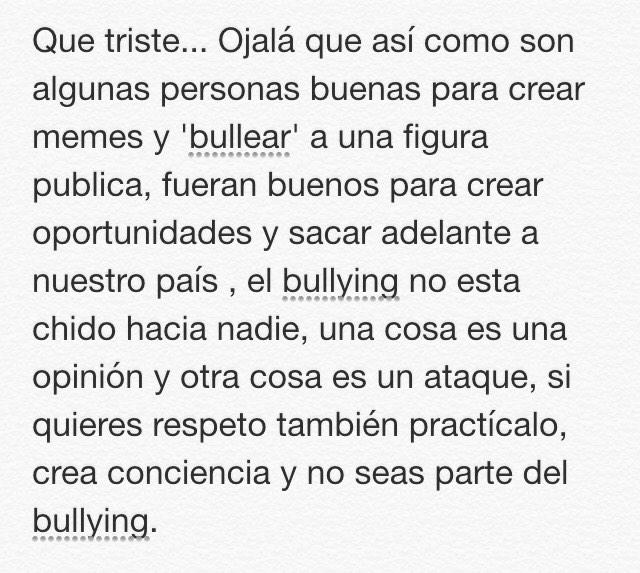 CarlaMorrisonmx's tweet photo. No seas parte del bullying. http://t.co/coPf7UK6Yu
